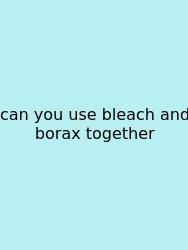 Can You Use Bleach And Borax Together