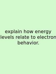 Explain How Energy Levels Relate To Electron Behavior.