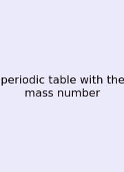 Periodic Table With The Mass Number