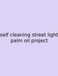 Self Cleaning Street Light Palm Oil Project