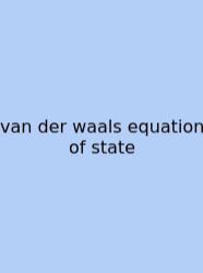 Van Der Waals Equation Of State