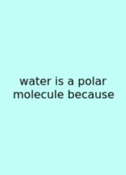 Water Is A Polar Molecule Because