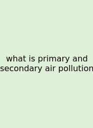 What Is Primary And Secondary Air Pollution