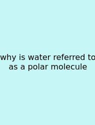 Why Is Water Referred To As A Polar Molecule